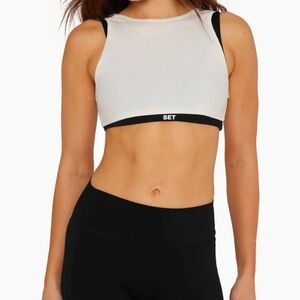 SET Active White and Black Crop Top with Supportive Band